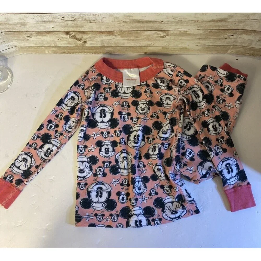 Hanna Andersson x Disney Girls Organic Cotton Mickey Mouse PJs  90cm | 3 Pink